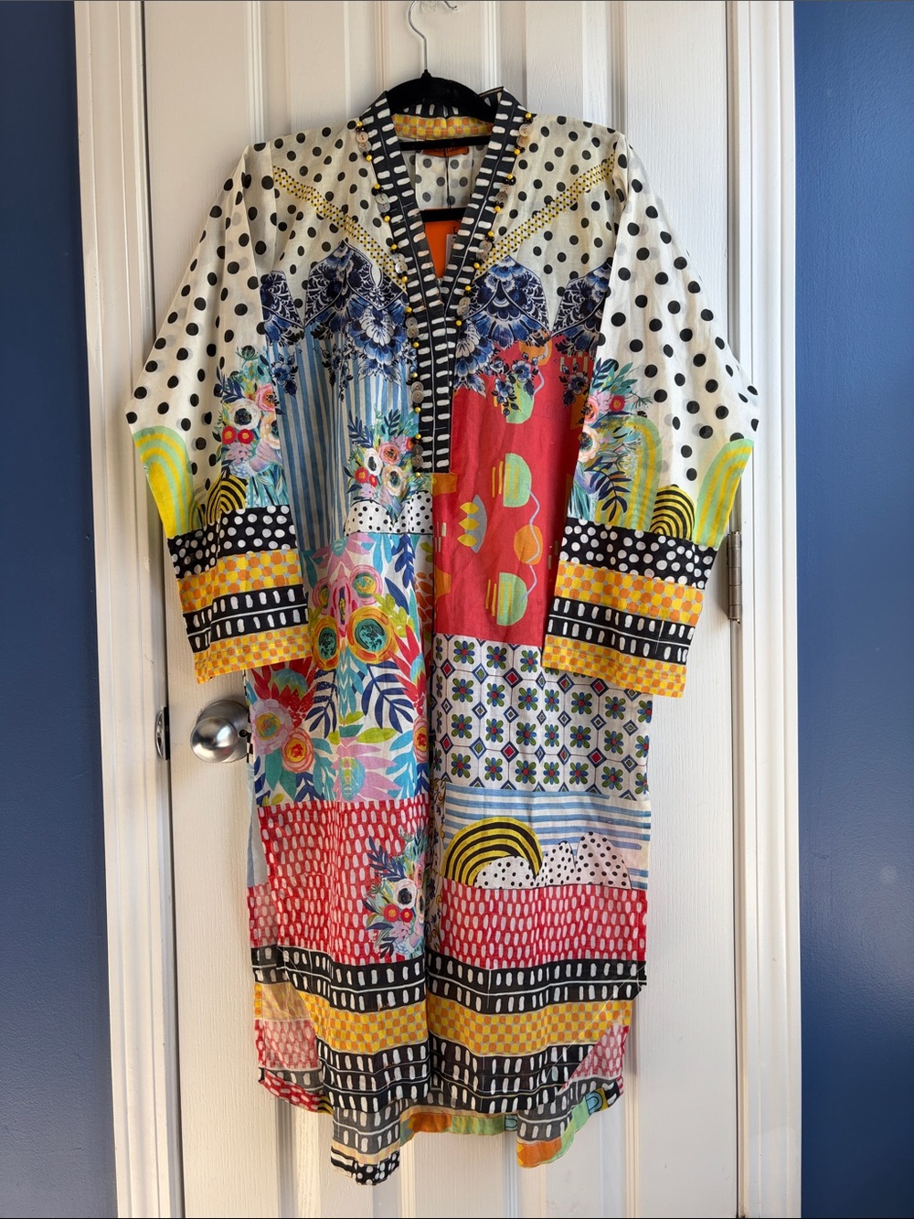 Senorita Vibrant Patchwork Mixed Print Kurta Dress Size L